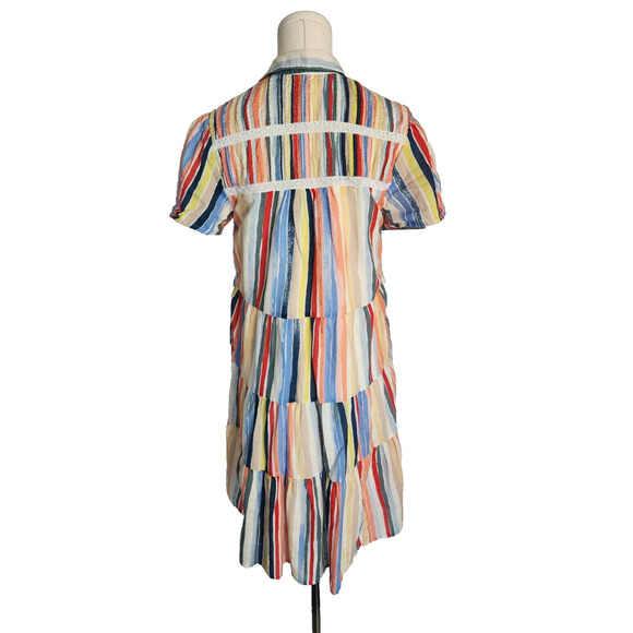 Anthropologie Striped Georgina Tiered Mini Shirtdress Dress Size XS - Picture 5 of 8